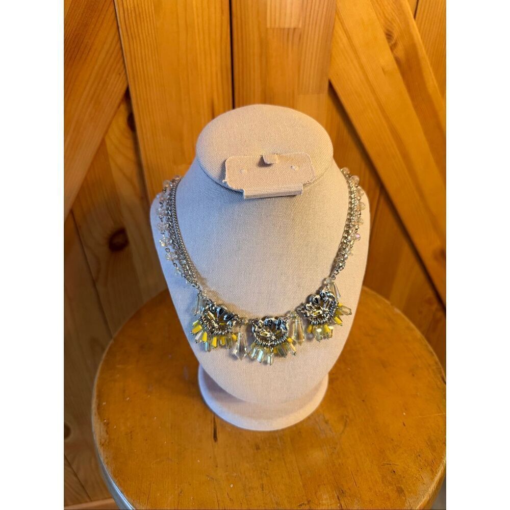 Simply Vera Vera Wang yellow rhinestone statement necklace silver-tone chain (73